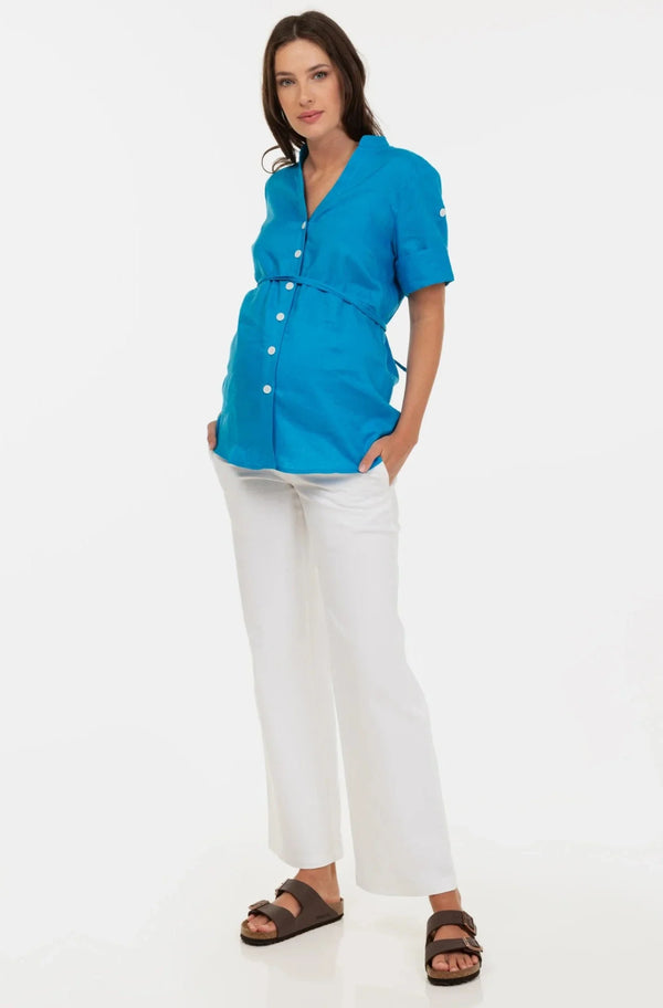 Weiße Flared-Umstandsjeans