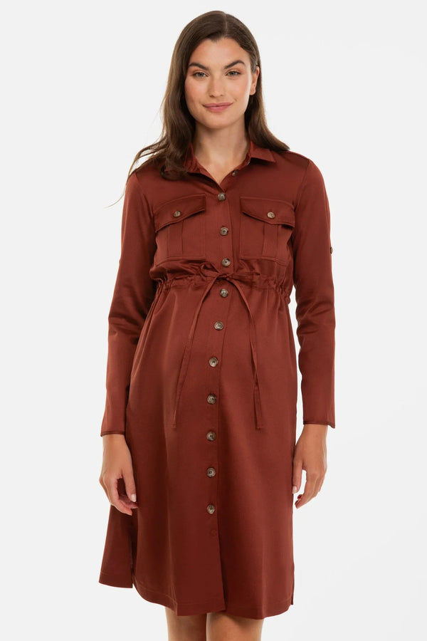 Crêpe-Satin-Umstands- und Still-Hemdblusenkleid