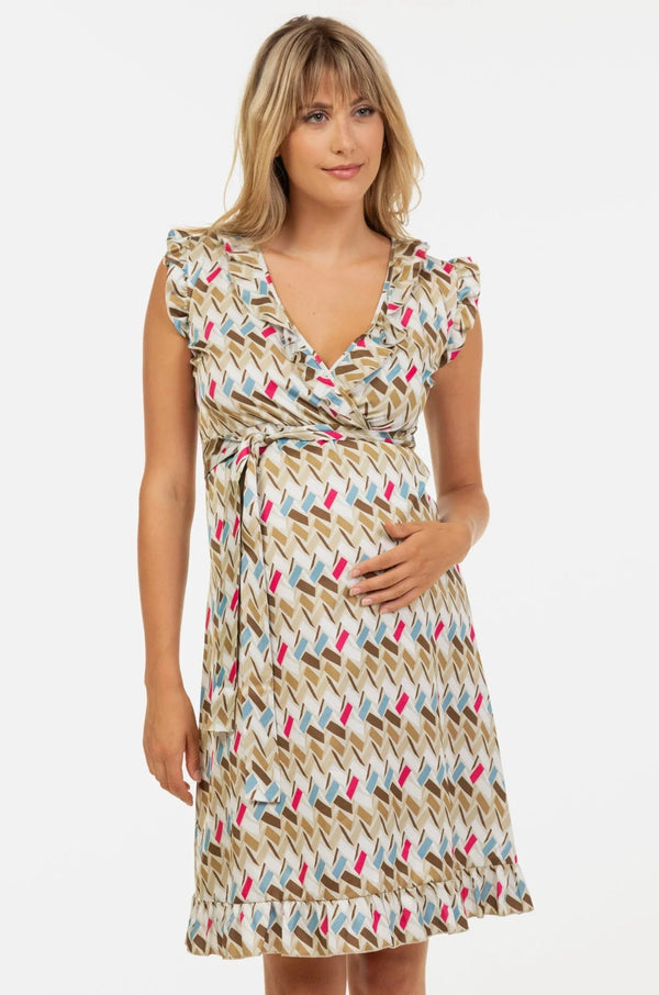 Satiniertes Umstands- & Stillkleid mit Volants