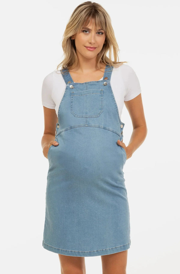 Umstands- und Still-Latzkleid aus Denim