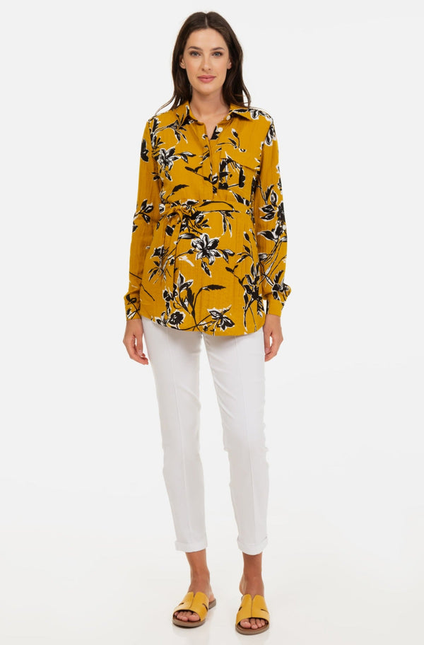 Umstands- & Stillbluse mit Print aus Leinenmix