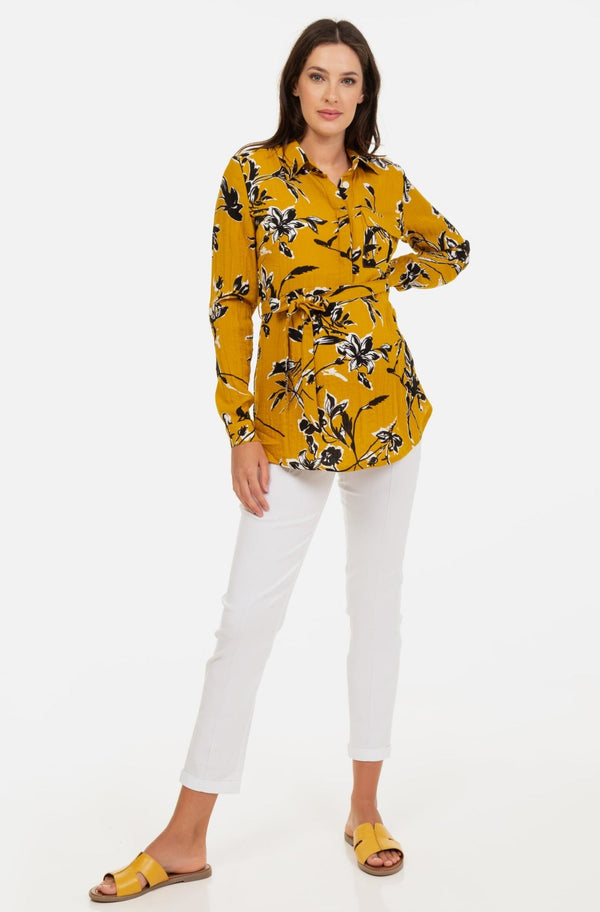 Umstands- & Stillbluse mit Print aus Leinenmix