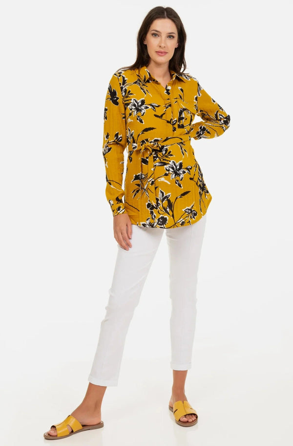 Elastische Umstandshose mit Bauchband - Weiß