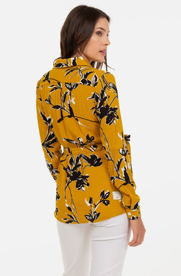 Umstands- & Stillbluse mit Print aus Leinenmix