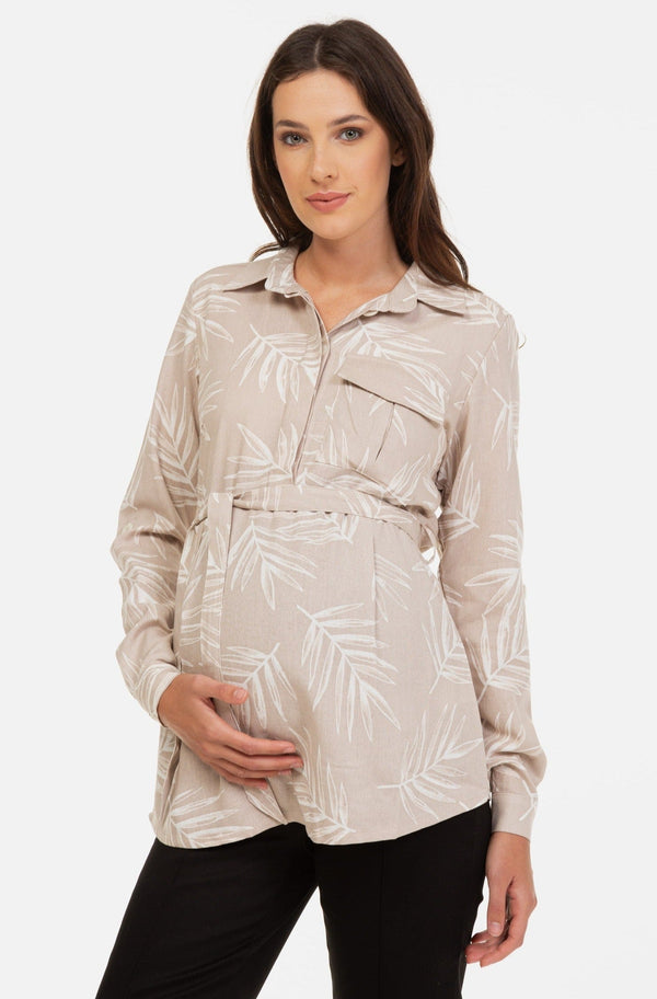 Umstands- und Stillbluse mit Muster aus Leinenmix