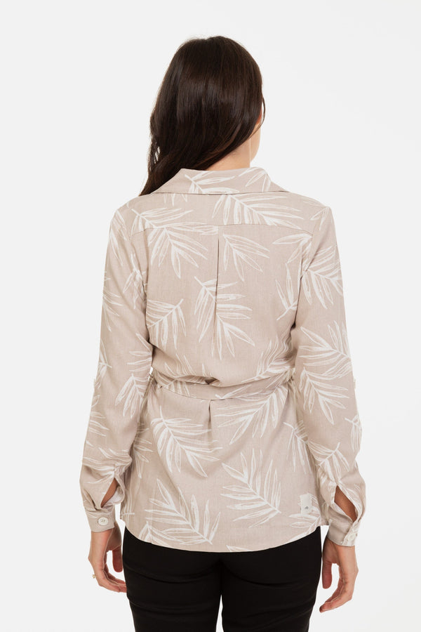 Umstands- und Stillbluse mit Muster aus Leinenmix