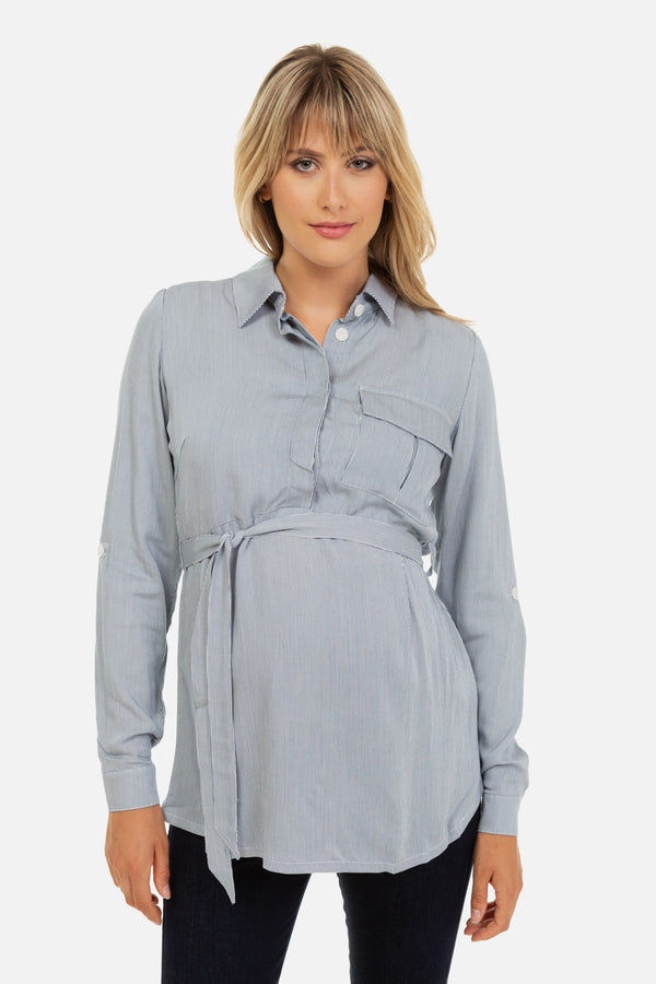 Gestreiftes Umstands- und Stillhemd