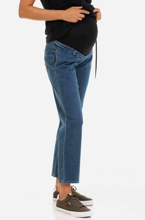 Boyfriend-Umstandsjeans – Mittelblau