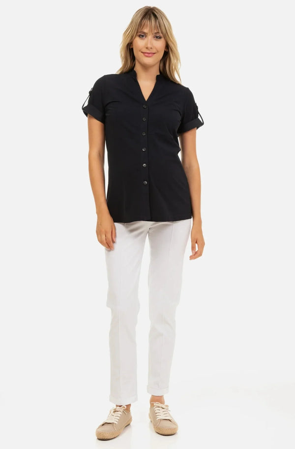 Elastische Umstandshose mit Bauchband - Weiß