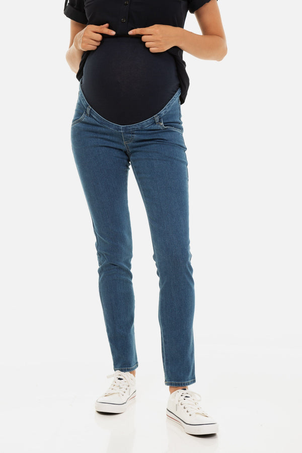 Stretch-Umstandsjeans – Mittelblau