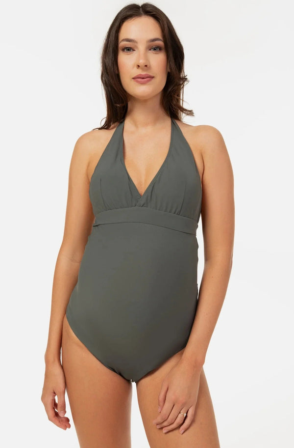 Olivgrüner Umstands- & Stillbadeanzug