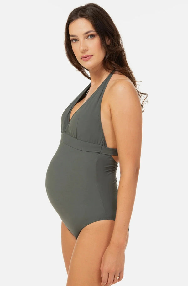 Olivgrüner Umstands- & Stillbadeanzug