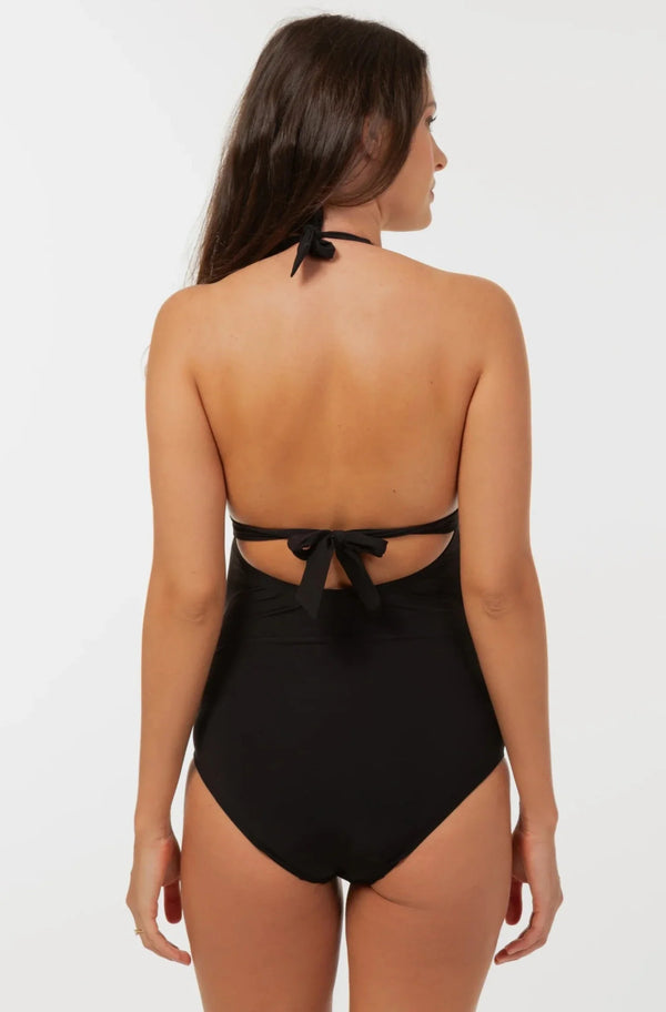Schwarzer Umstands- & Still-Badeanzug mit V-Ausschnitt