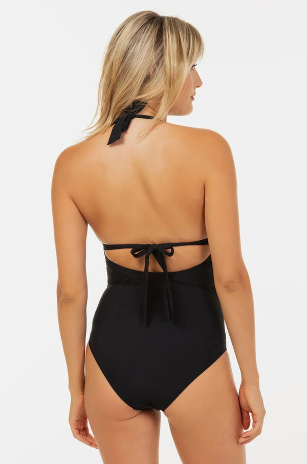 Umstandsbadeanzug mit Chiffonblumen – Navy