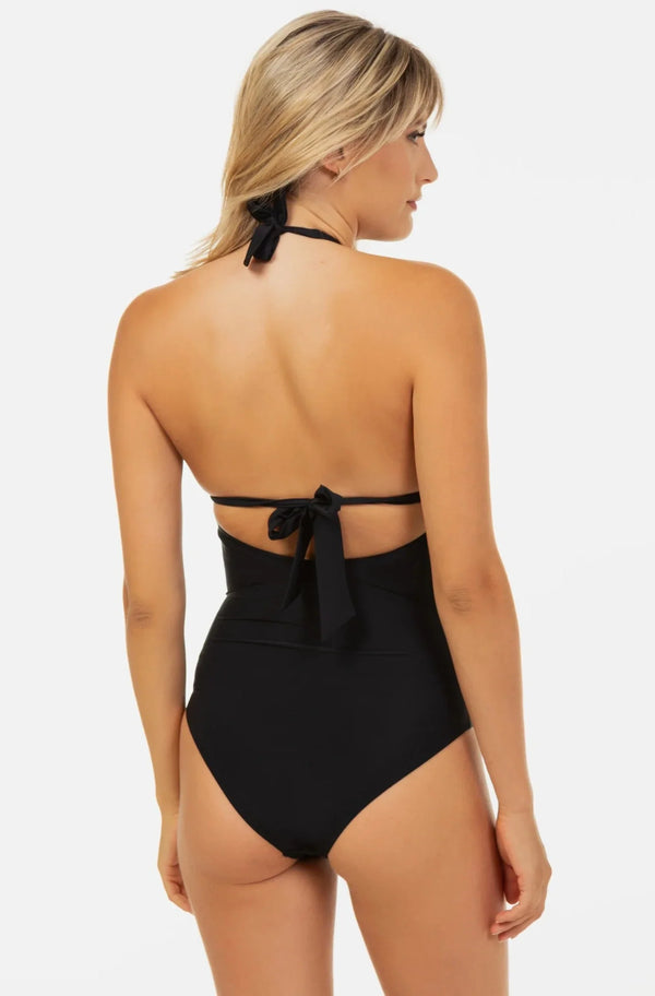 Umstandsbadeanzug mit Chiffonblumen – Navy