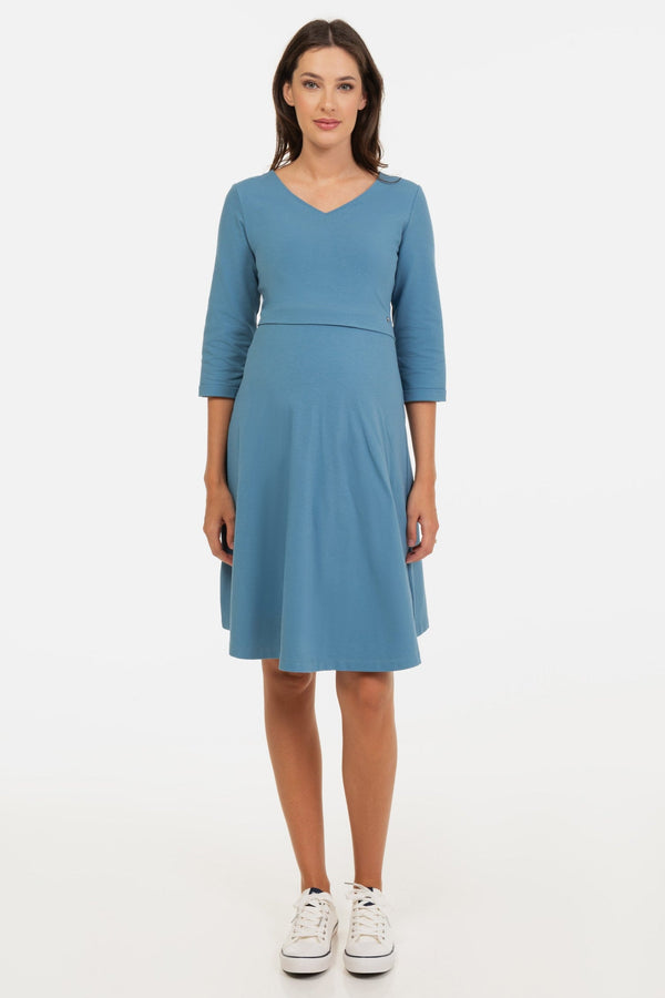 Umstands- und Stillkleid aus Baumwolle – Blau