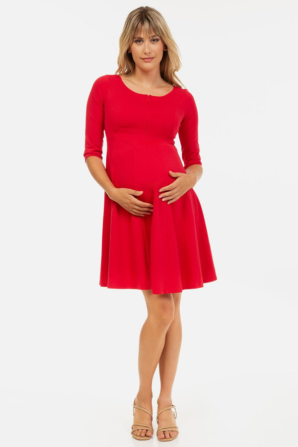 Ausgestelltes Umstands- und Stillkleid – Rot