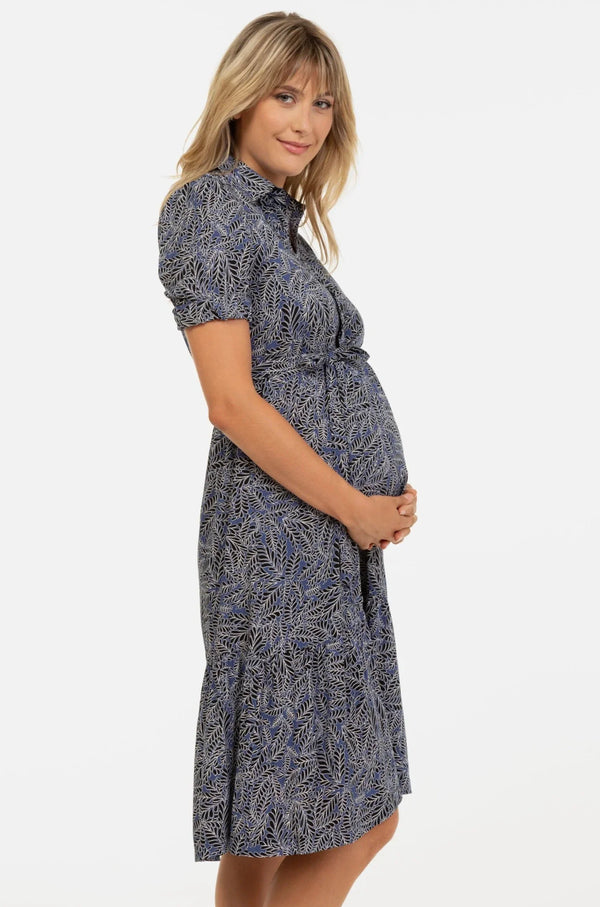 Umstands- & Stillblusenkleid mit Blättermuster und Volants