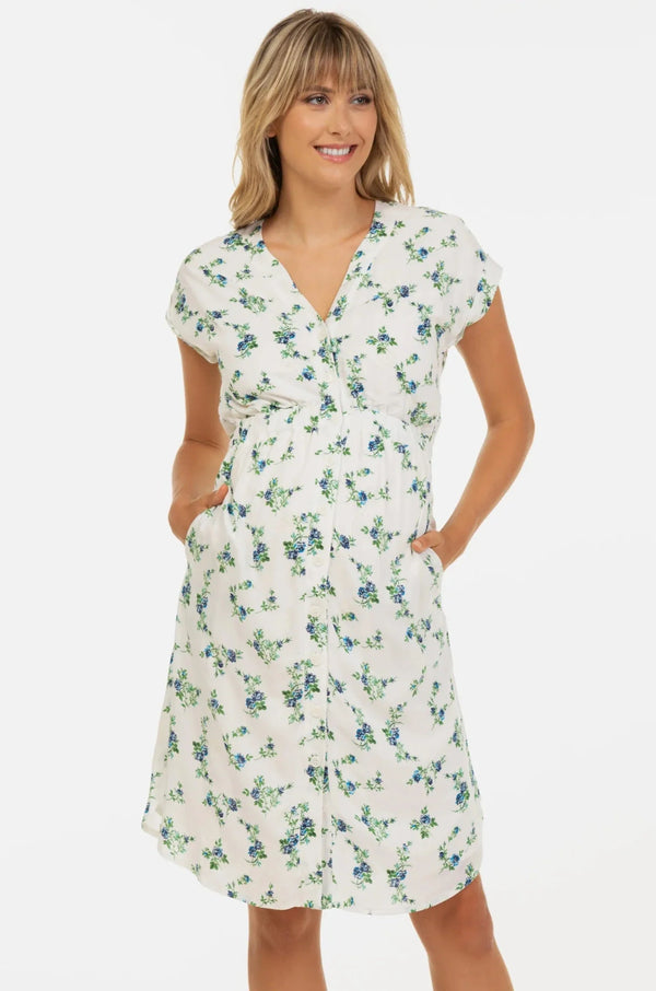 Umstands- und Stillkleid aus Baumwolle mit Stickerei