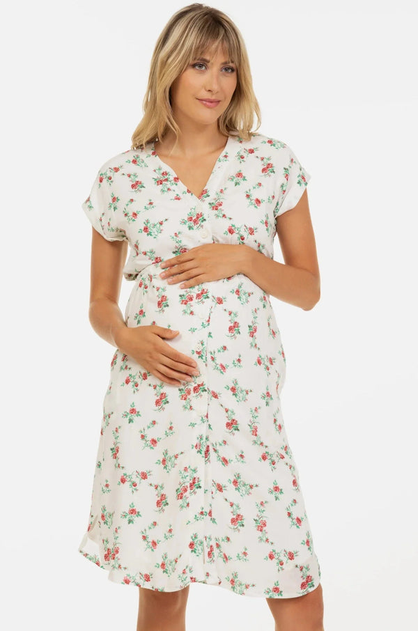 Umstands- und Stillkleid aus Baumwolle mit Stickerei