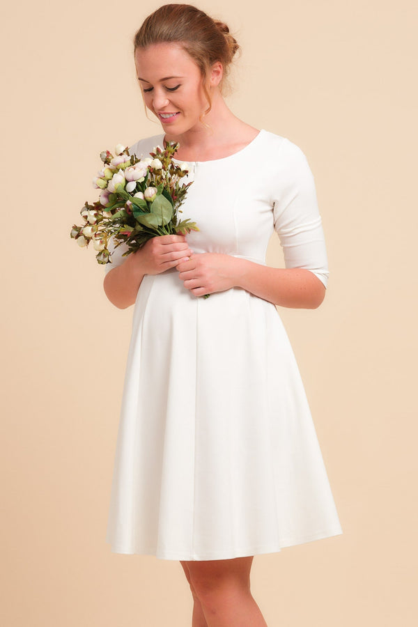 Ausgestelltes Umstandsbrautkleid – Ecru mit Stillfunktion