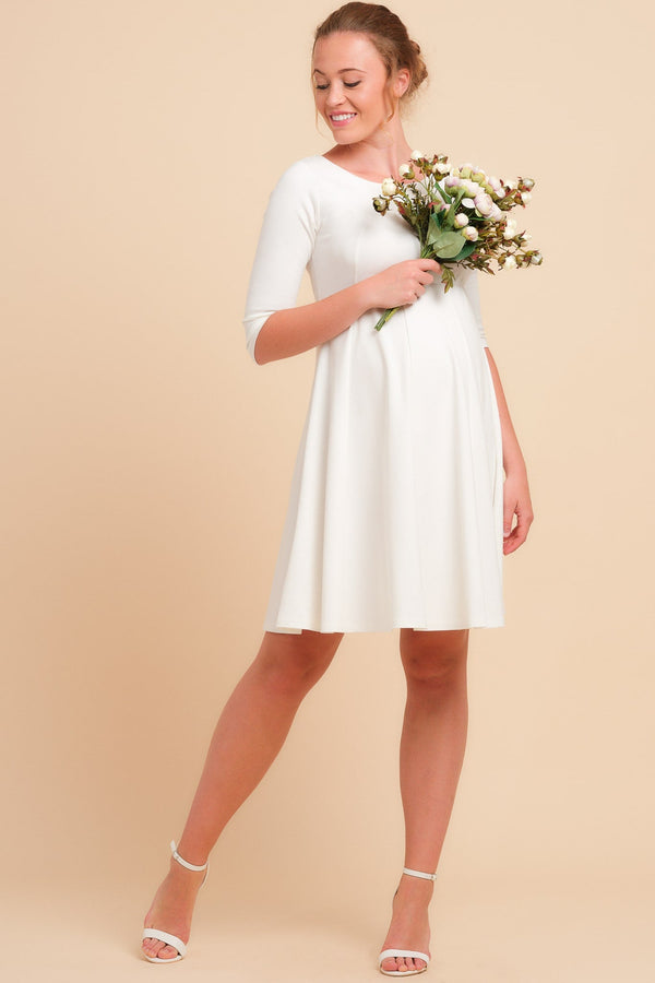 Ausgestelltes Umstandsbrautkleid – Ecru mit Stillfunktion