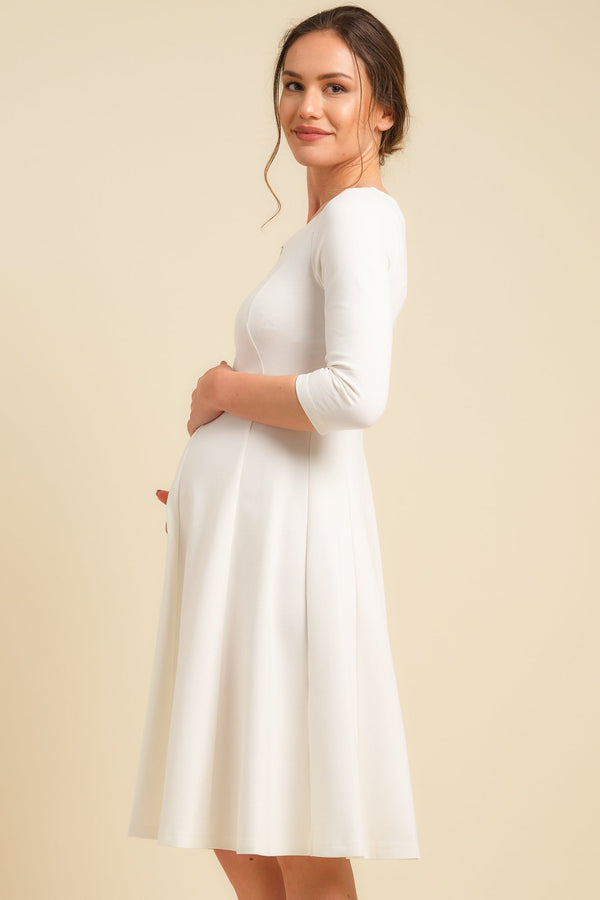 Ausgestelltes Umstandsbrautkleid – Ecru mit Stillfunktion