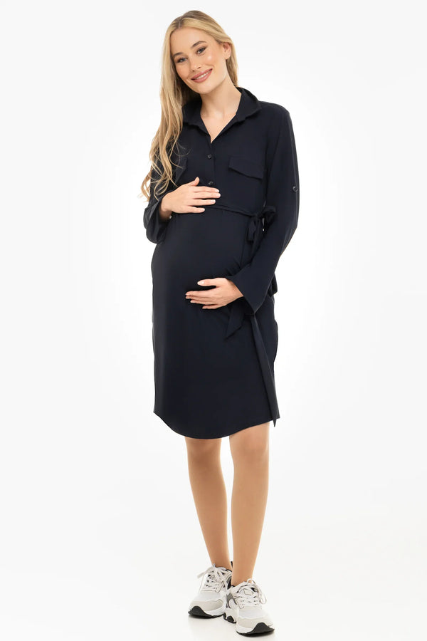 Umstands- und Stillblusenkleid – Dunkenblau