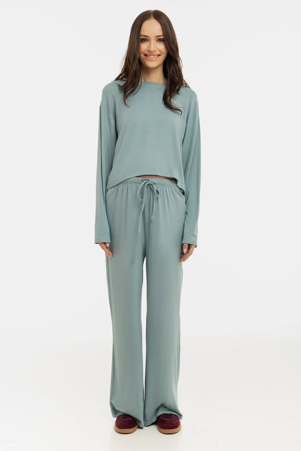 Ausgestellte Umstandshose aus weichem Tencel™ Modal - Salbeigrün