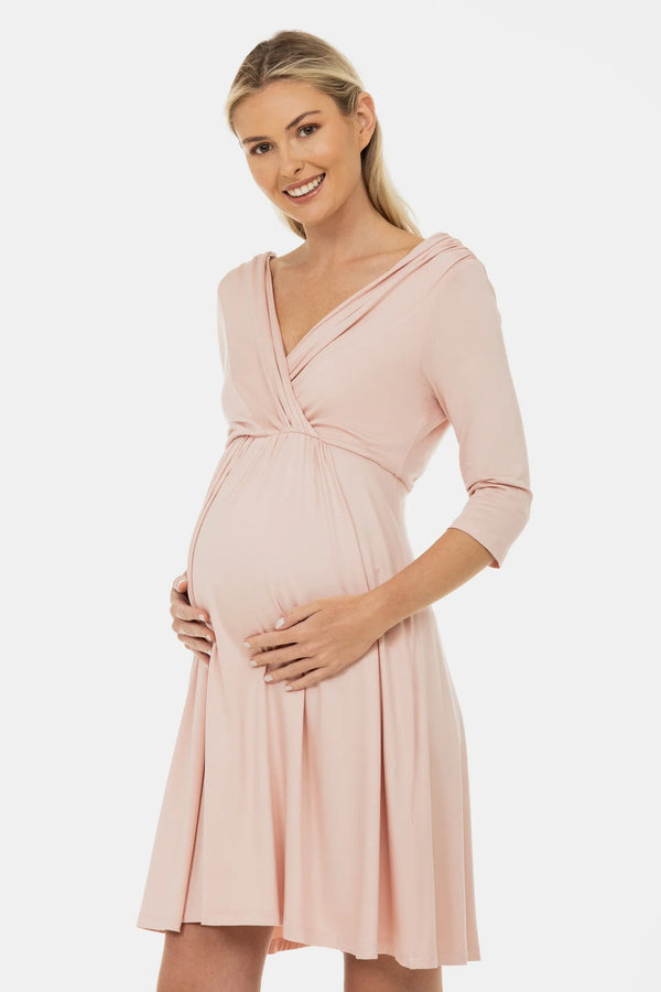 Elegantes Umstands- & Stillkleid – Puderrosa