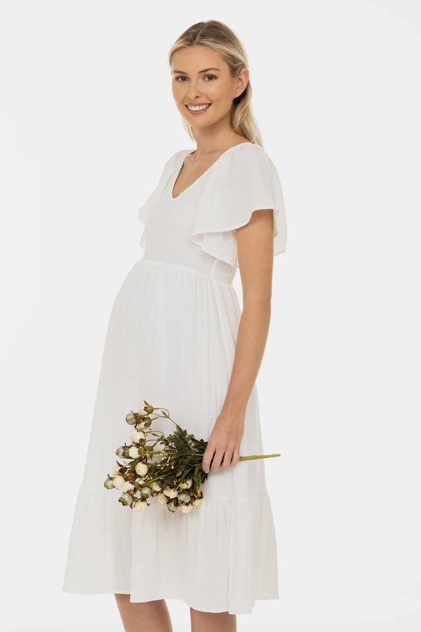 Umstandsbrautkleid mit Smok-Detail