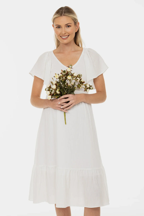 Umstandsbrautkleid mit Smok-Detail