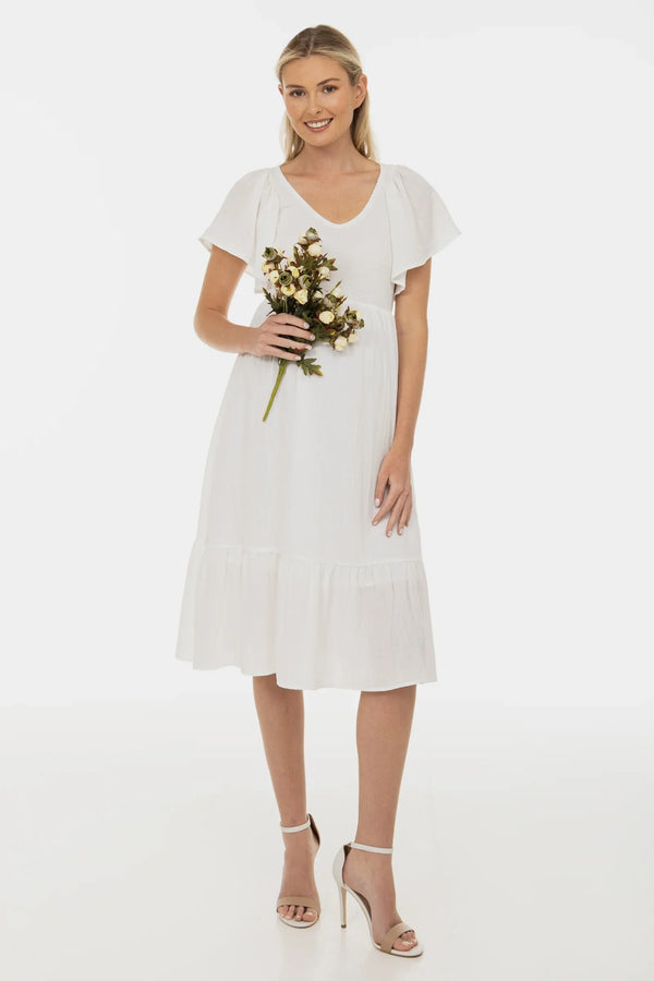 Umstandsbrautkleid mit Smok-Detail