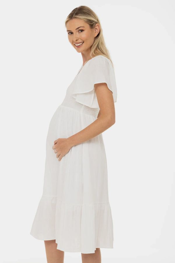 Umstandsbrautkleid mit Smok-Detail