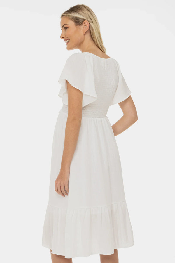 Umstandsbrautkleid mit Smok-Detail