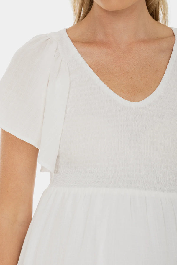 Umstandsbrautkleid mit Smok-Detail