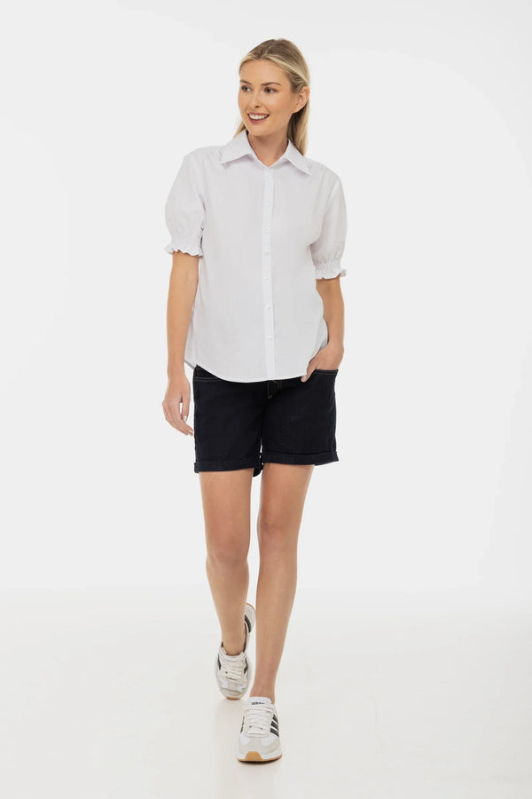 Umstandsshorts aus Denim mit umgeschlagenem Saum