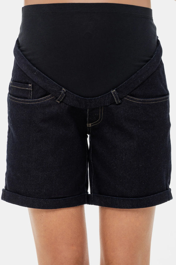 Umstandsshorts aus Denim mit umgeschlagenem Saum