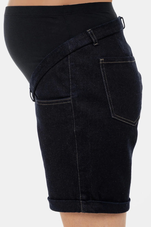 Umstandsshorts aus Denim mit umgeschlagenem Saum