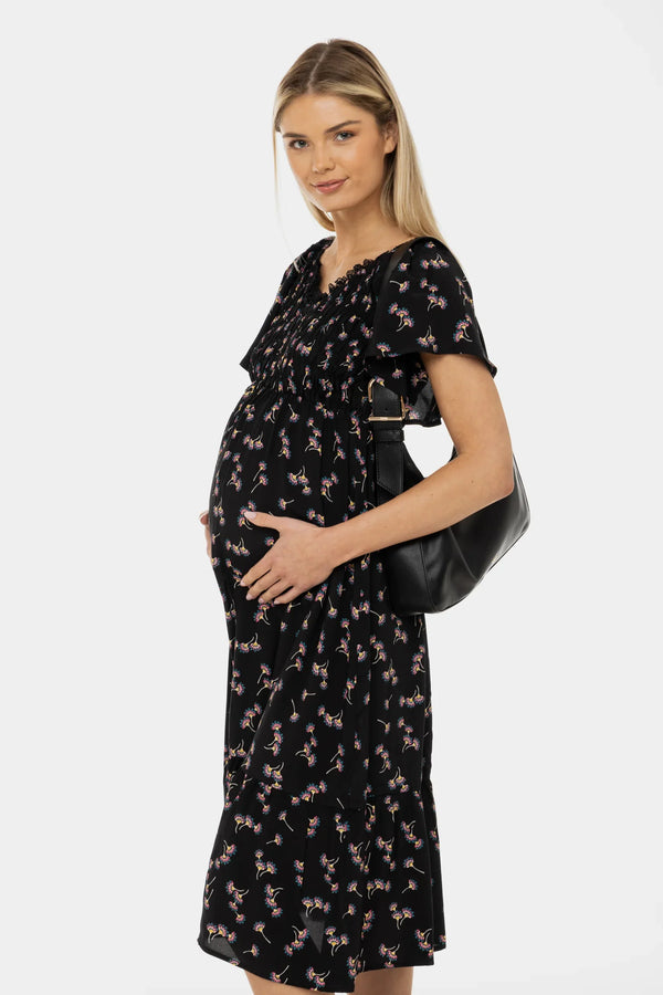 Boho-Umstandskleid mit Spitzenausschnitt