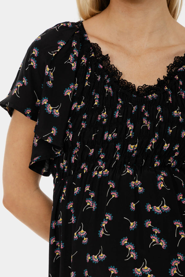 Boho-Umstandskleid mit Spitzenausschnitt