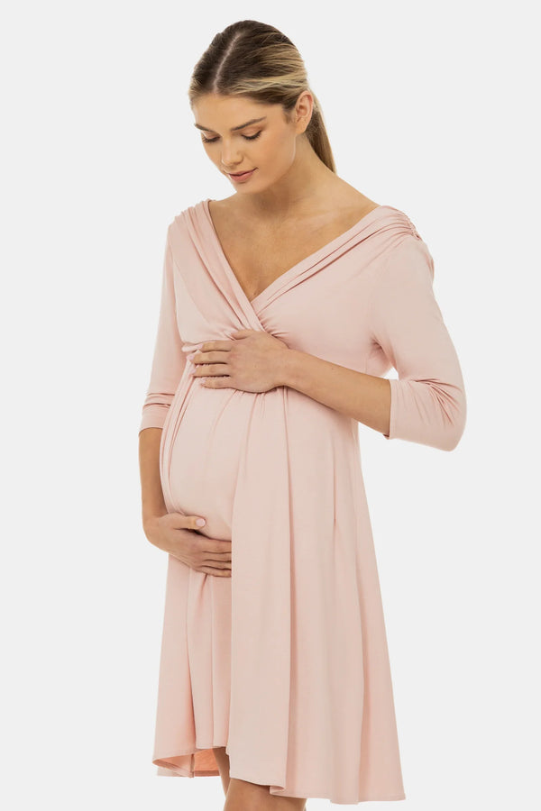 Elegantes Umstands- & Stillkleid – Puderrosa