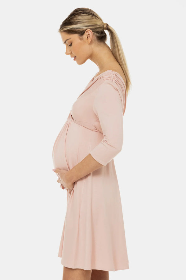 Elegantes Umstands- & Stillkleid – Puderrosa