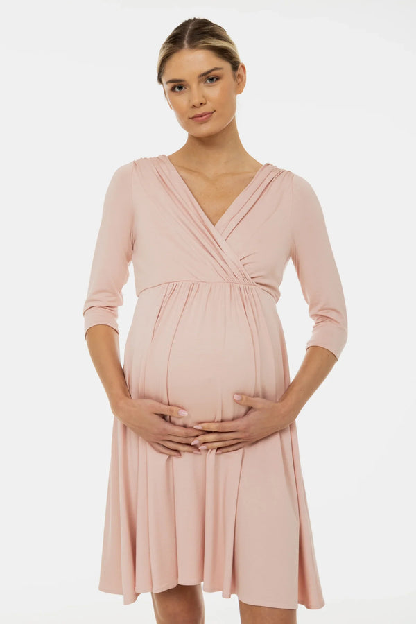 Elegantes Umstands- & Stillkleid – Puderrosa