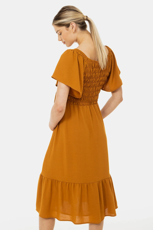 Boho Umstandskleid mit Smok-Detail und Rüschen