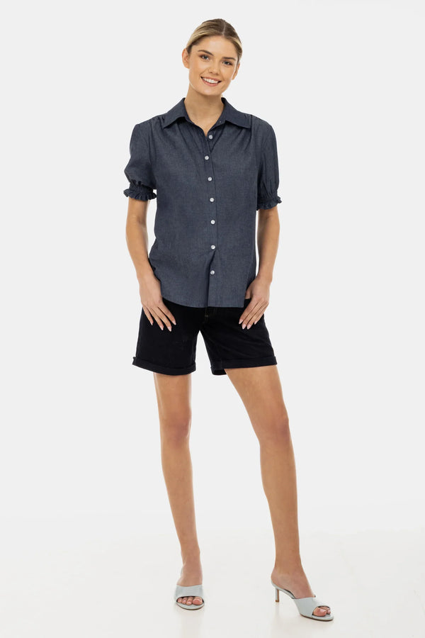 Umstandsshorts aus Denim mit umgeschlagenem Saum