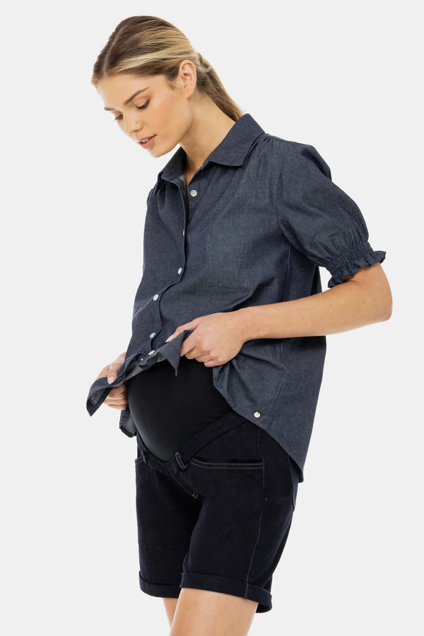 Umstandsshorts aus Denim mit umgeschlagenem Saum