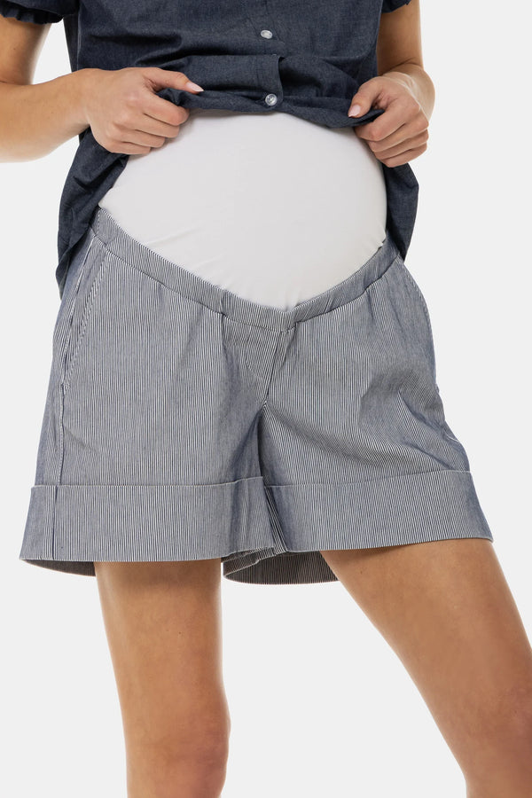 Gestreifte Umstandsshorts – Dunkelblau