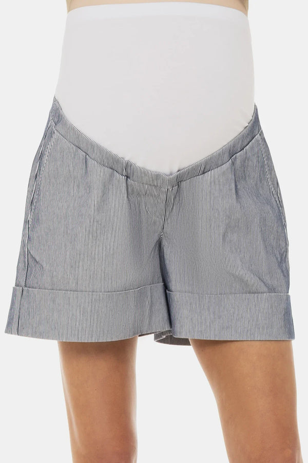 Gestreifte Umstandsshorts – Dunkelblau