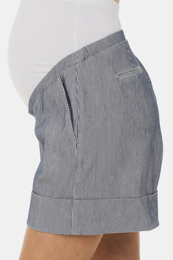 Gestreifte Umstandsshorts – Dunkelblau